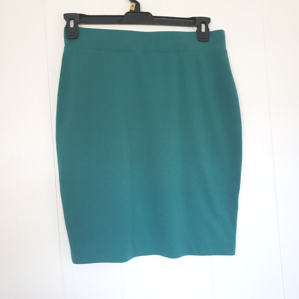 Calvin Klein Solid Green Stretch Pencil‎ Skirt Small -Medium Elastic Waist Mini